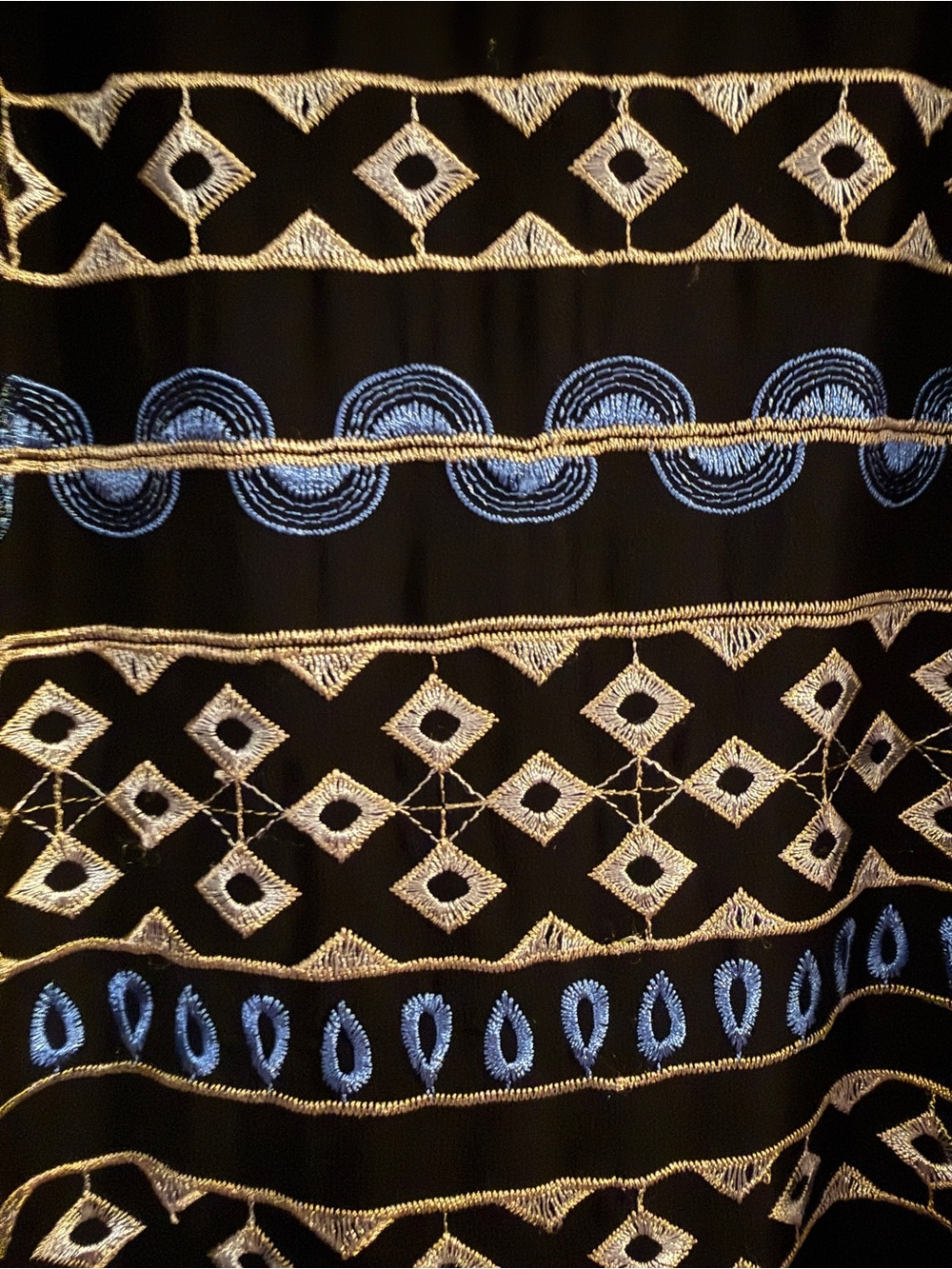 White House Black Market Black, Blue & White Patterned Midi Dress - Picture 4 of 4